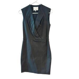 3.1 Phillip Lim Black Tuxedo-Neckline Dress Black Stretch Fitted Sheath 2